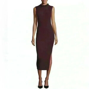Theory Hedrisa Lustrate Ribbed Knit Mock Neck Bodycon Midi Dress